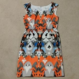 Maggy London bright patterned sheath dress, sz 10